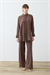 PRİME TAŞLANMIŞ İPEK PANTOLONLU TAKIM KAHVE
