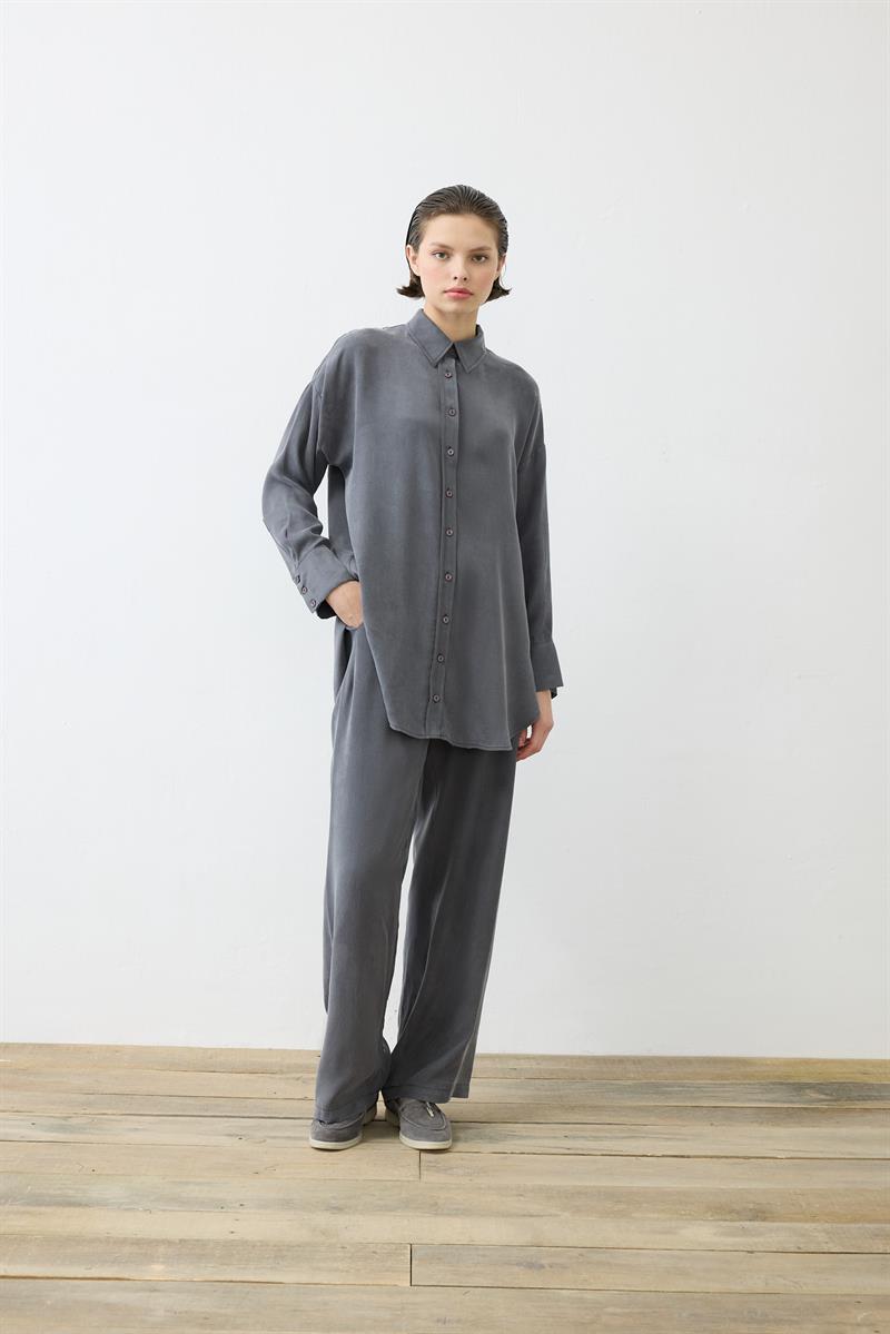 PRIME WASHED SILK PANTS SET ANTHRACITE