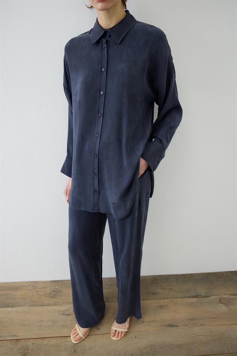 PRIME WASHED SILK PANTS SET NAVY BLUE