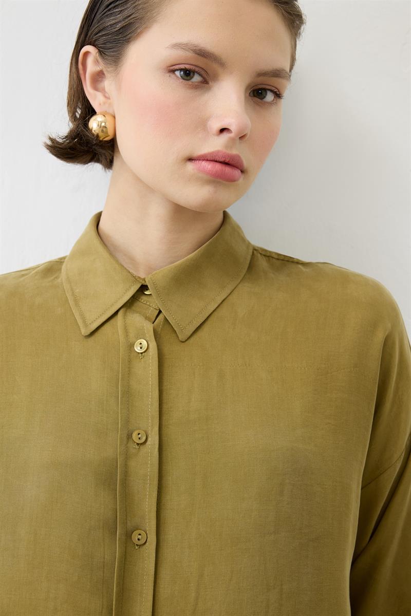 PRİME TAŞLANMIŞ İPEK PANTOLONLU TAKIM YEŞİL