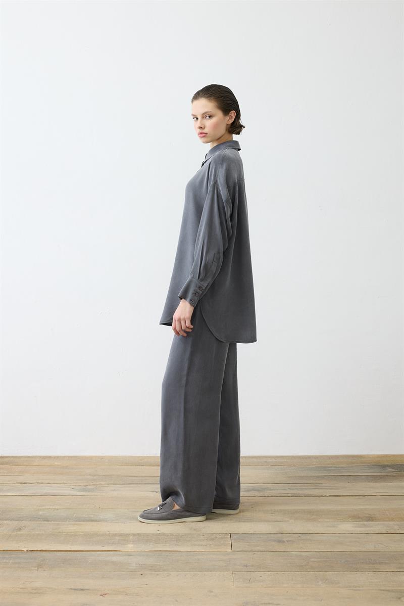 PRIME WASHED SILK PANTS SET ANTHRACITE