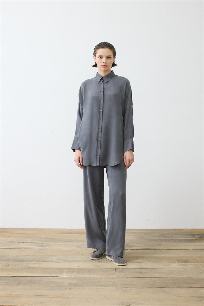 PRIME WASHED SILK PANTS SET ANTHRACITE
