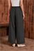 RAYON DENİM PİLE DETAY PANTOLON SİYAH