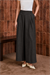RAYON DENİM PİLE DETAY PANTOLON SİYAH
