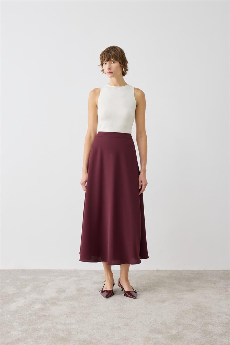 RINA CREPE BIAS SKIRT BURGUNDY