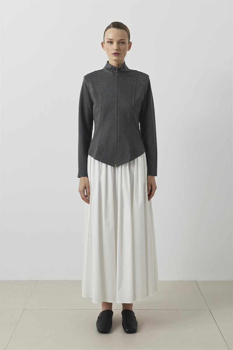 SALSA ÖRME OTURTMALI CEKET GRİ MELANJ