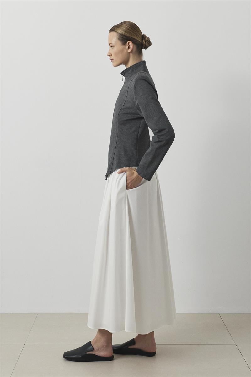 SALSA ÖRME OTURTMALI CEKET GRİ MELANJ