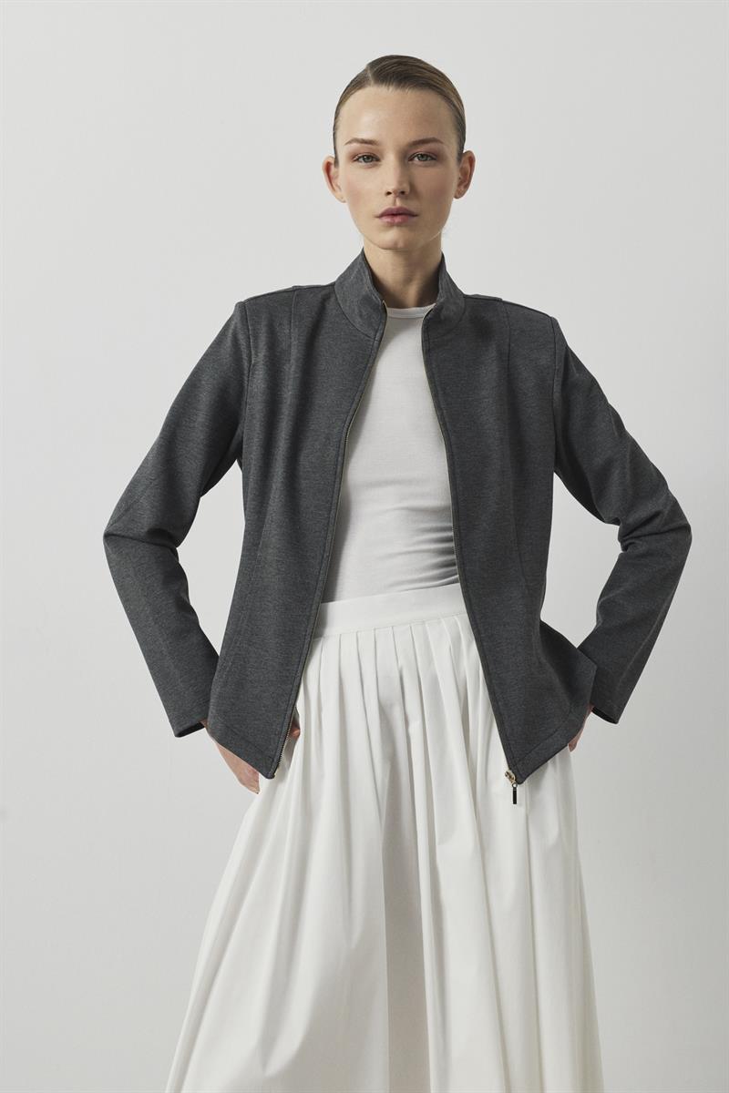 SALSA ÖRME OTURTMALI CEKET GRİ MELANJ