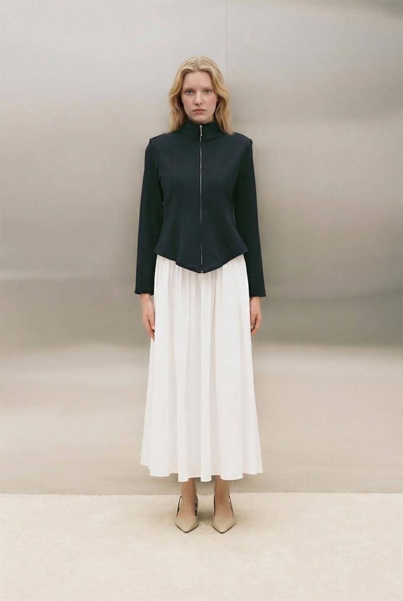 SALSA ÖRME OTURTMALI CEKET LACİVERT