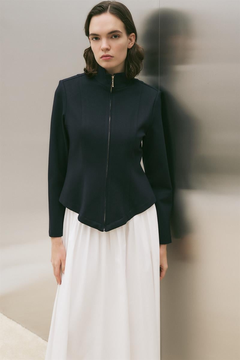 SALSA ÖRME OTURTMALI CEKET LACİVERT