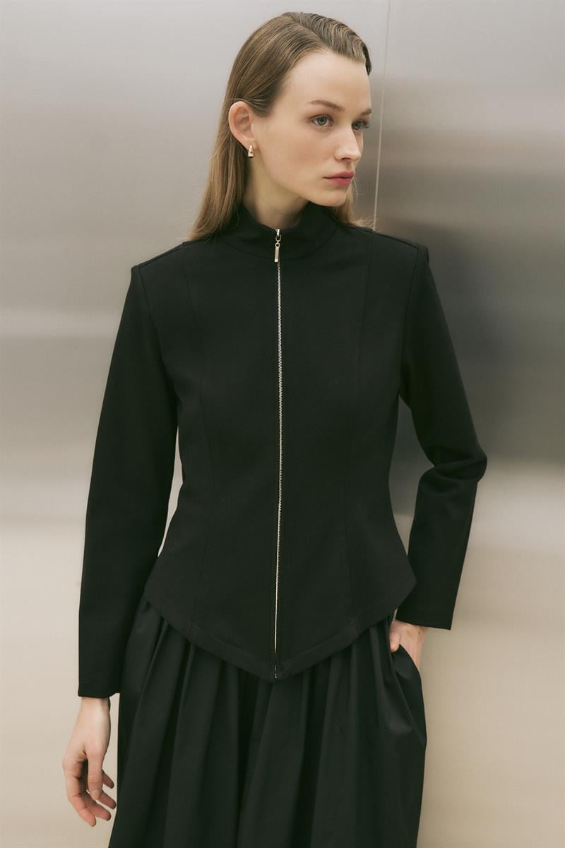 SALSA ÖRME OTURTMALI CEKET SİYAH