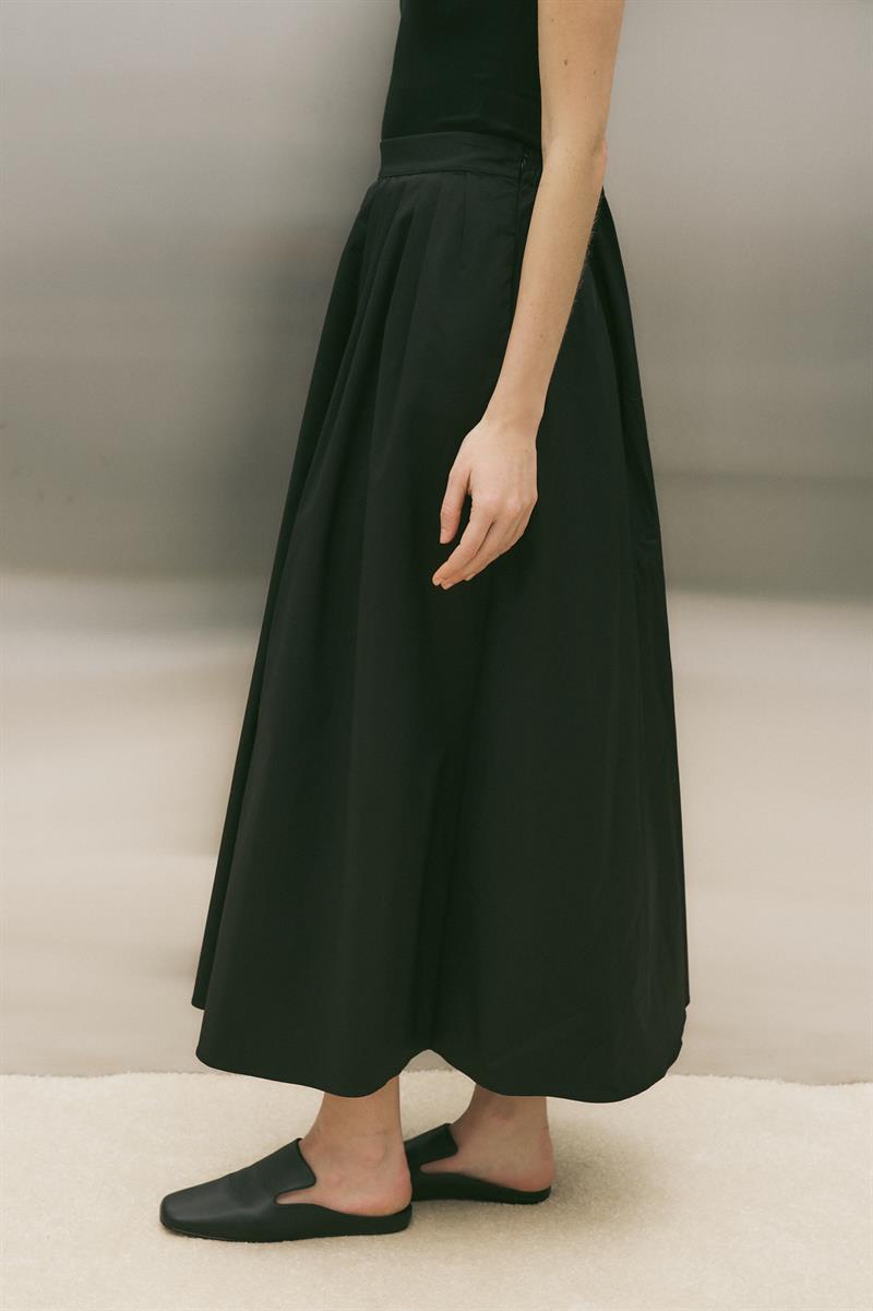 SALSA PAPER TOUCH PİLELİ KOTON ETEK SİYAH