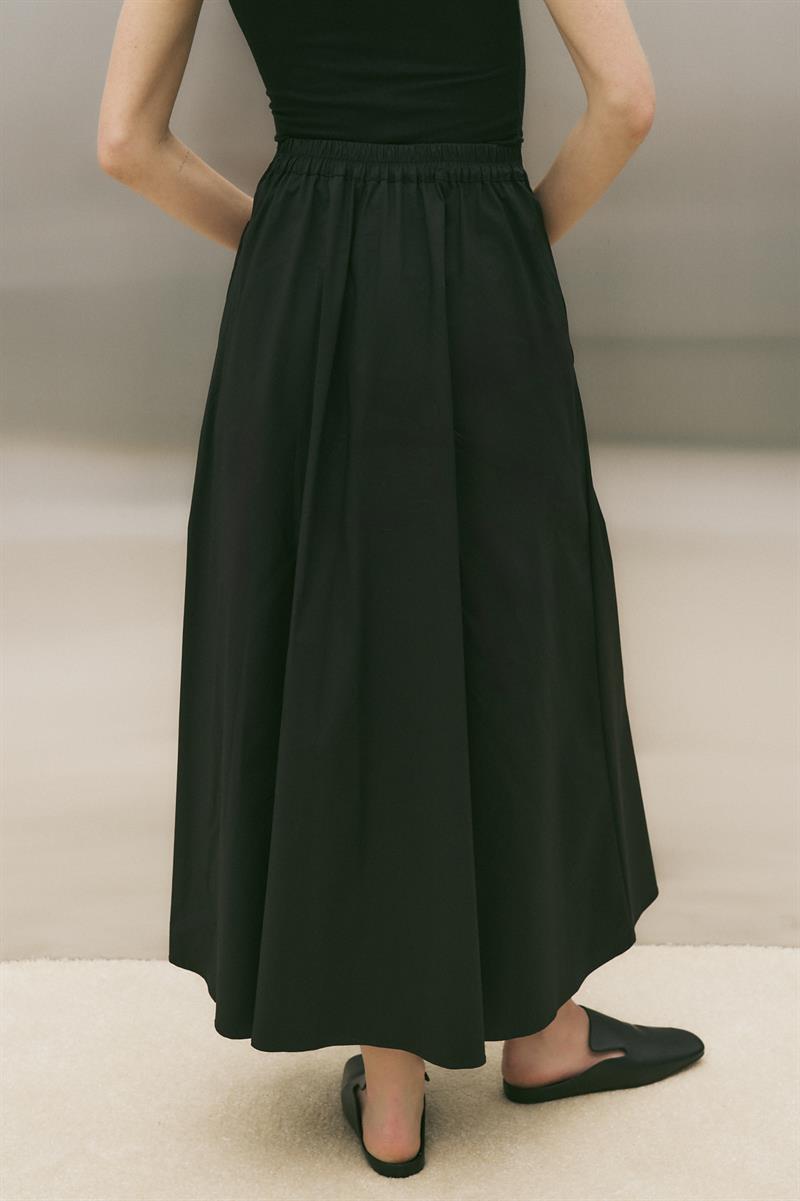 SALSA PAPER TOUCH PİLELİ KOTON ETEK SİYAH