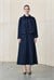 SAND RAYON DENIM JACKET - SKIRT SET NAVY BLUE