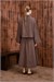 SAND RAYON DENIM JACKET - SKIRT SET BROWN