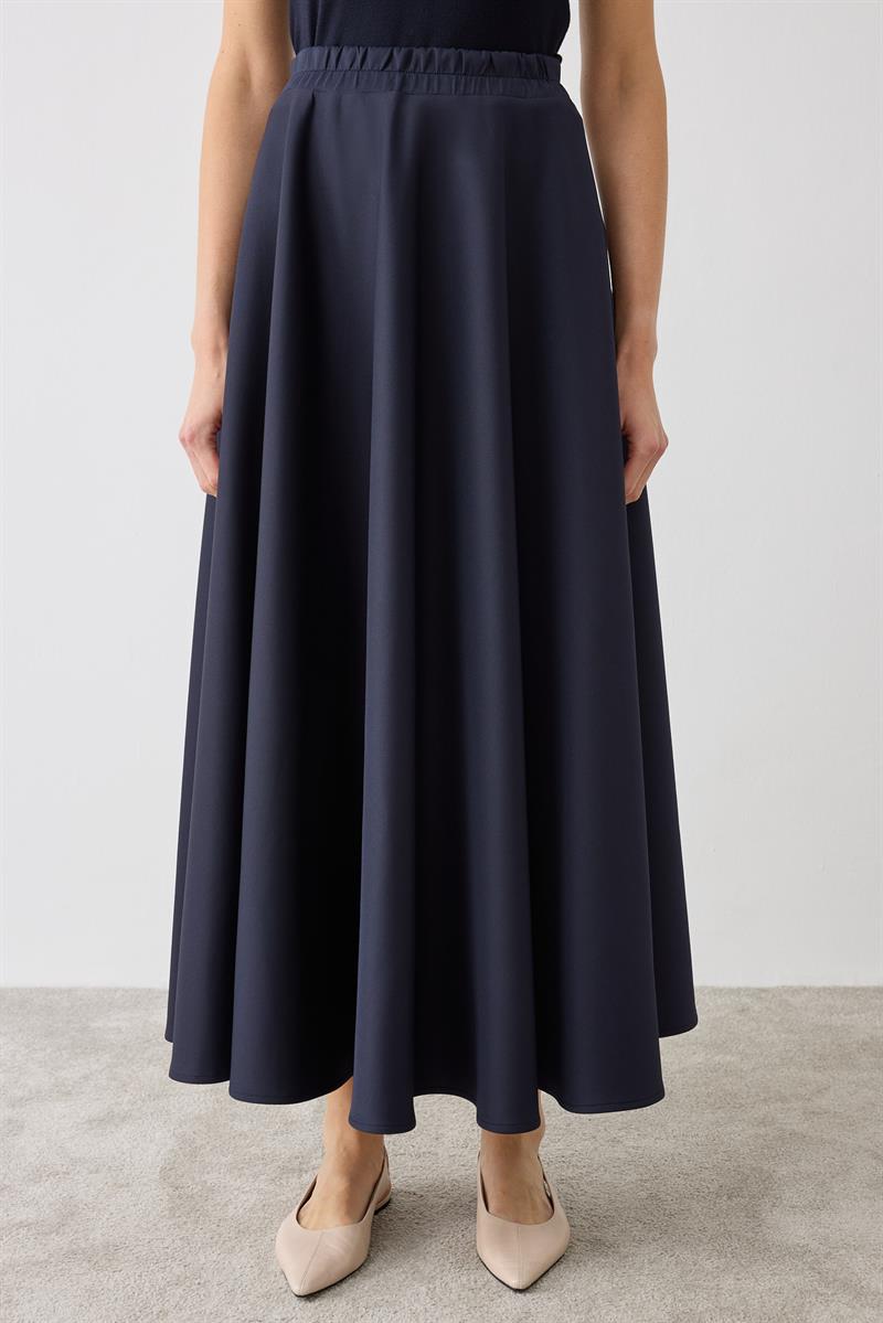 SCUBA FLARED SKIRT NAVY BLUE