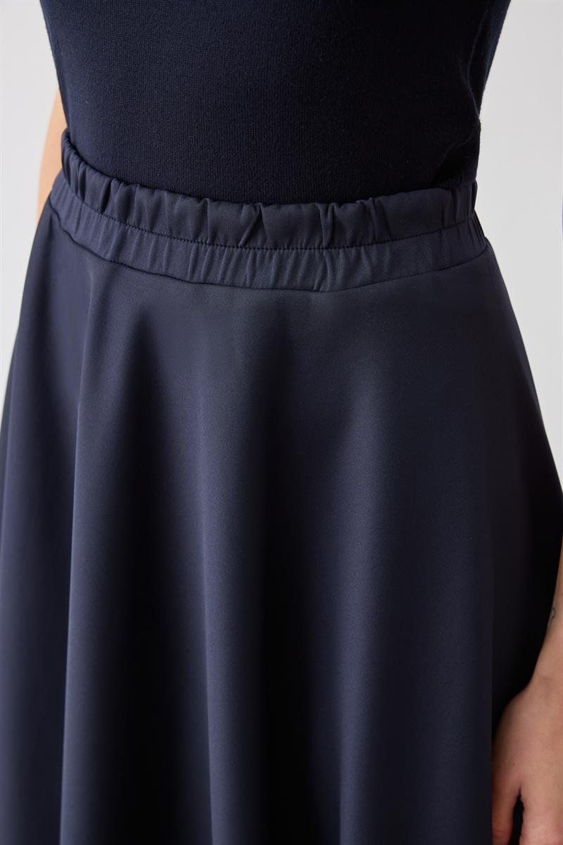 SCUBA FLARED SKIRT NAVY BLUE