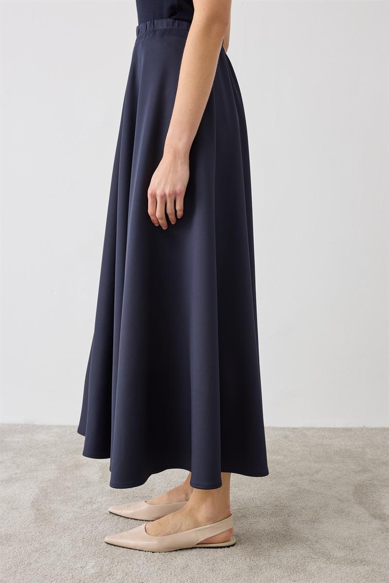 SCUBA FLARED SKIRT NAVY BLUE