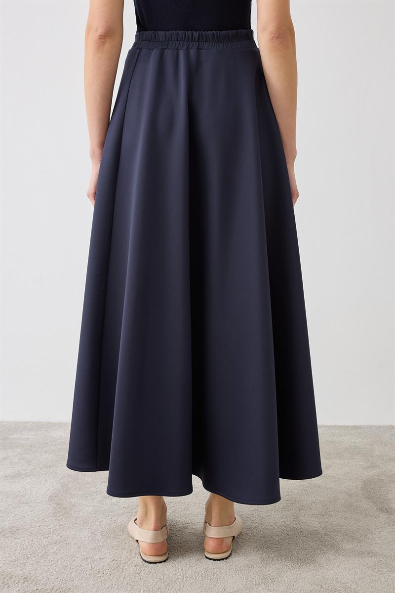 SCUBA FLARED SKIRT NAVY BLUE