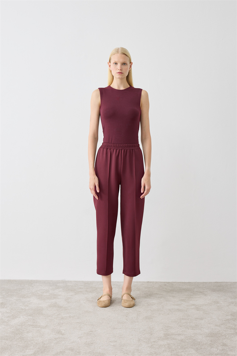 SCUBA OVERSİZE ÇİMALI PANTOLON BORDO