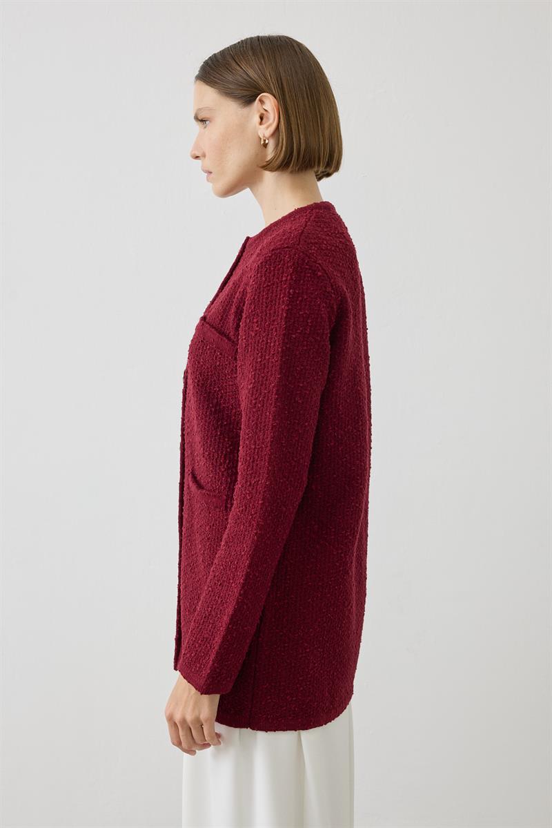 SELEN TEXTURED KNIT CARDIGAN BURGUNDY