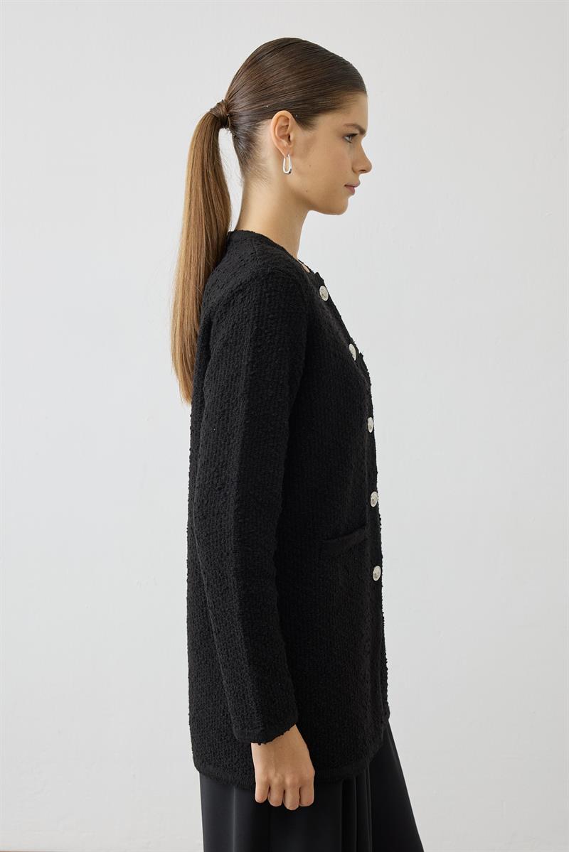 SELEN DOKULU TRİKO HIRKA SİYAH