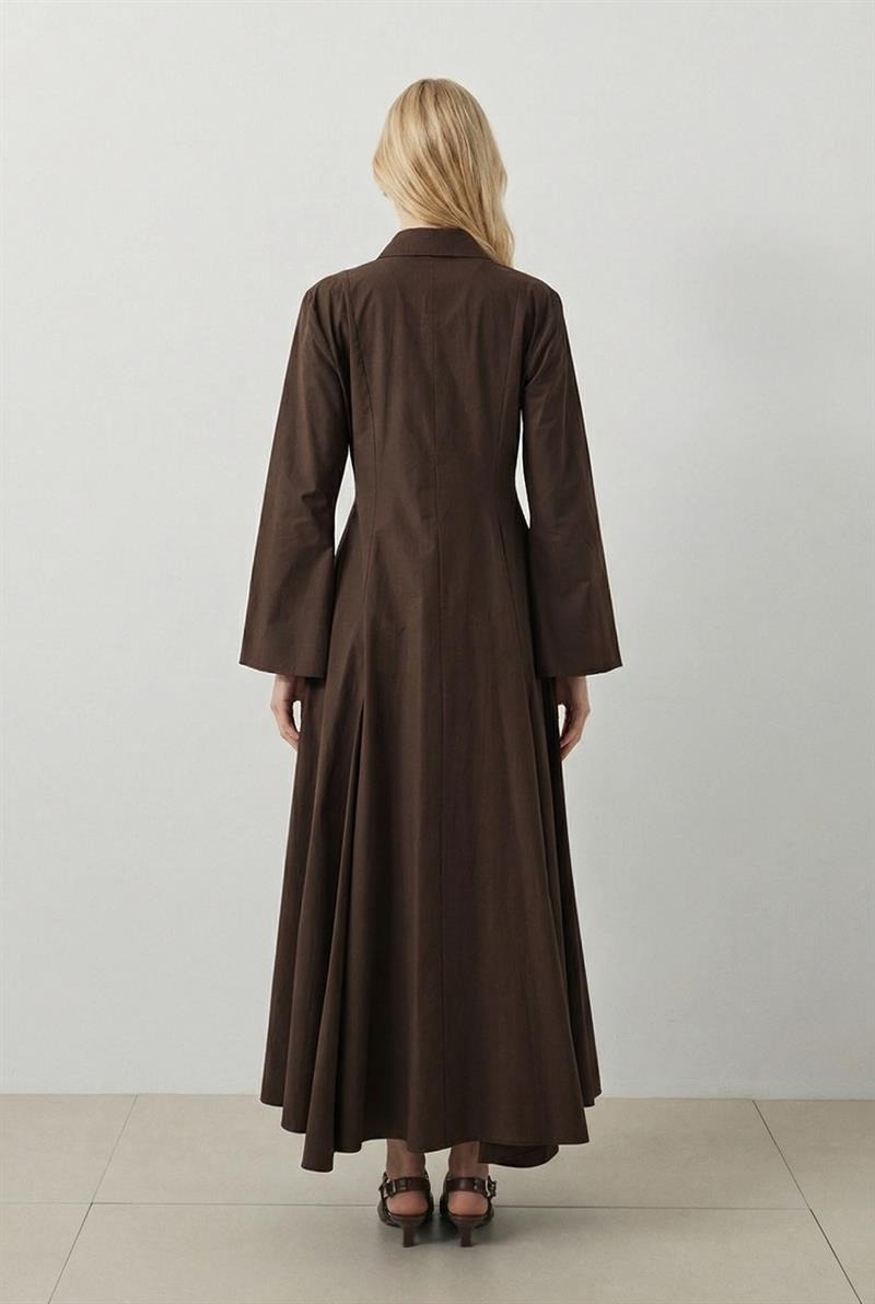 SELENE KOTON ELBİSE KAHVE