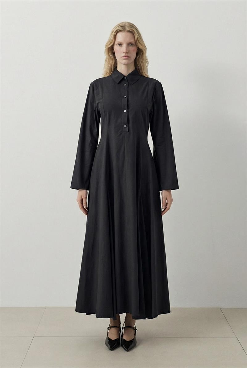 SELENE KOTON ELBİSE SİYAH