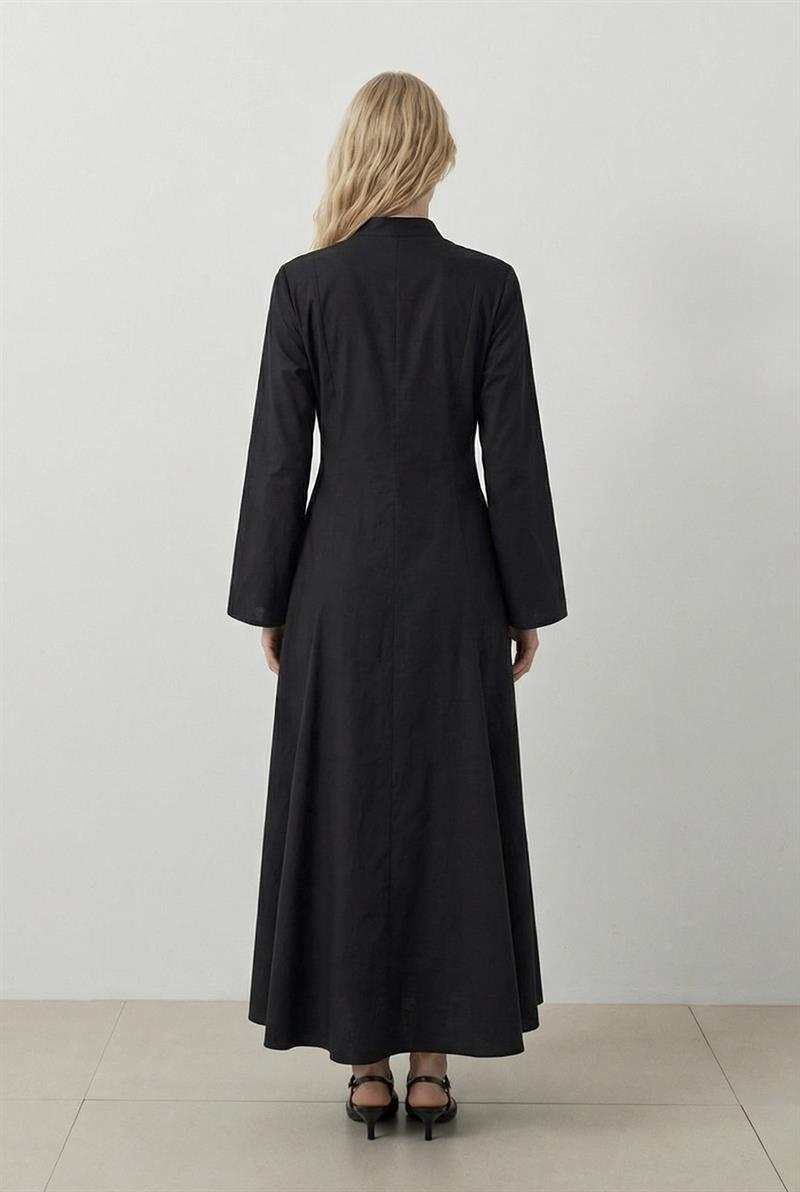 SELENE KOTON ELBİSE SİYAH
