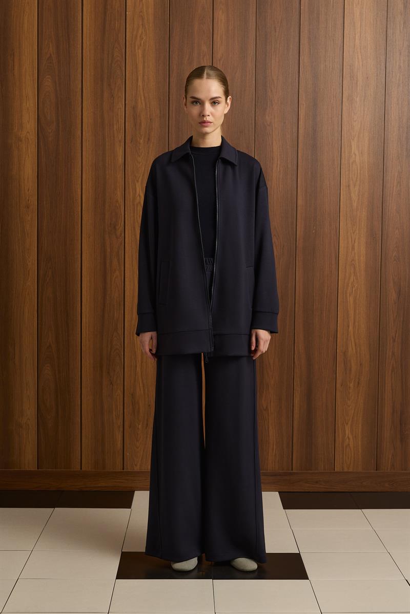 SERENA KNIT PANTS SET NAVY BLUE