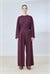 SILVA VISCOSE PLEAT DETAIL PANTS SET BURGUNDY