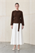 SIMA RAYON KNITWEAR JACKET DARK BROWN