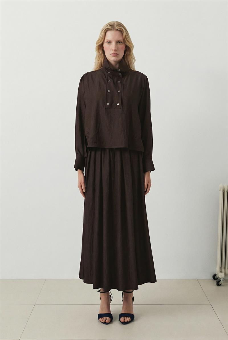 STELA ÇITÇIT DETAYLI ETEKLİ TAKIM KAHVE