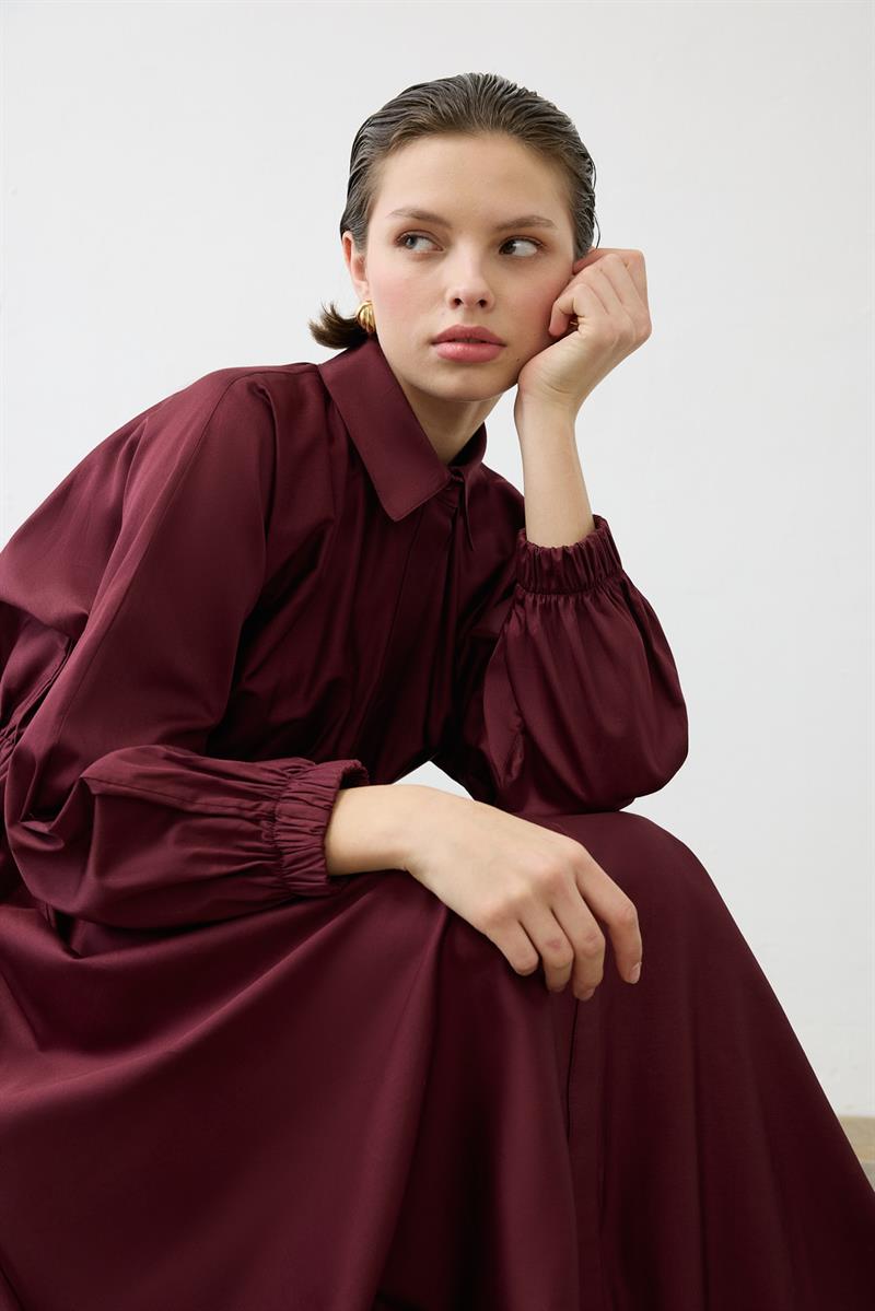 STILA COTTON DRESS BURGUNDY