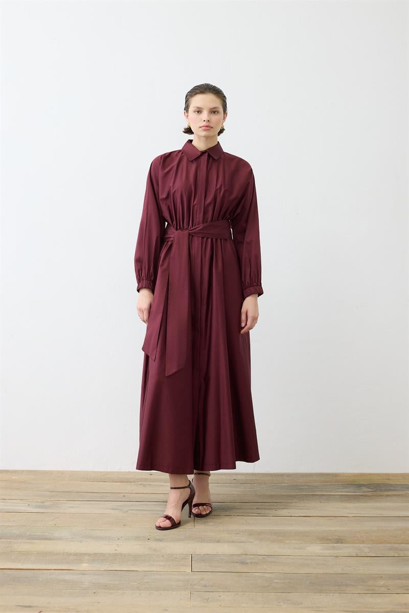 STILA COTTON DRESS BURGUNDY
