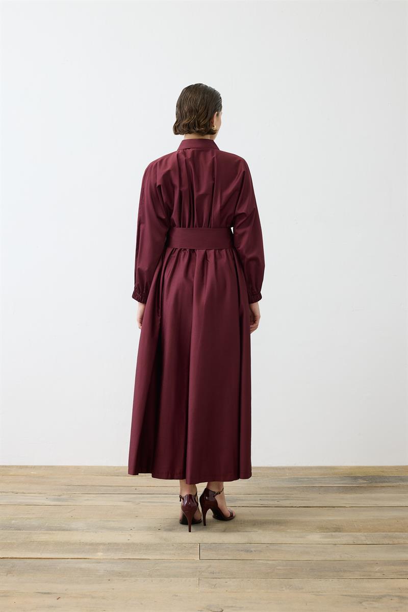 STILA COTTON DRESS BURGUNDY