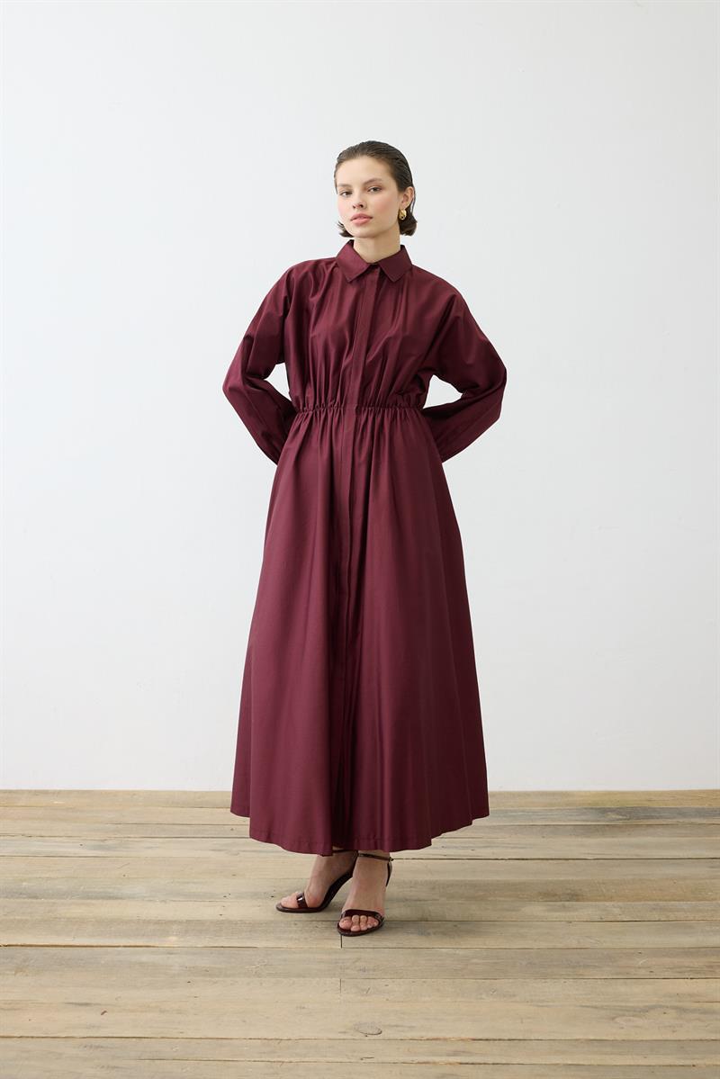 STILA COTTON DRESS BURGUNDY