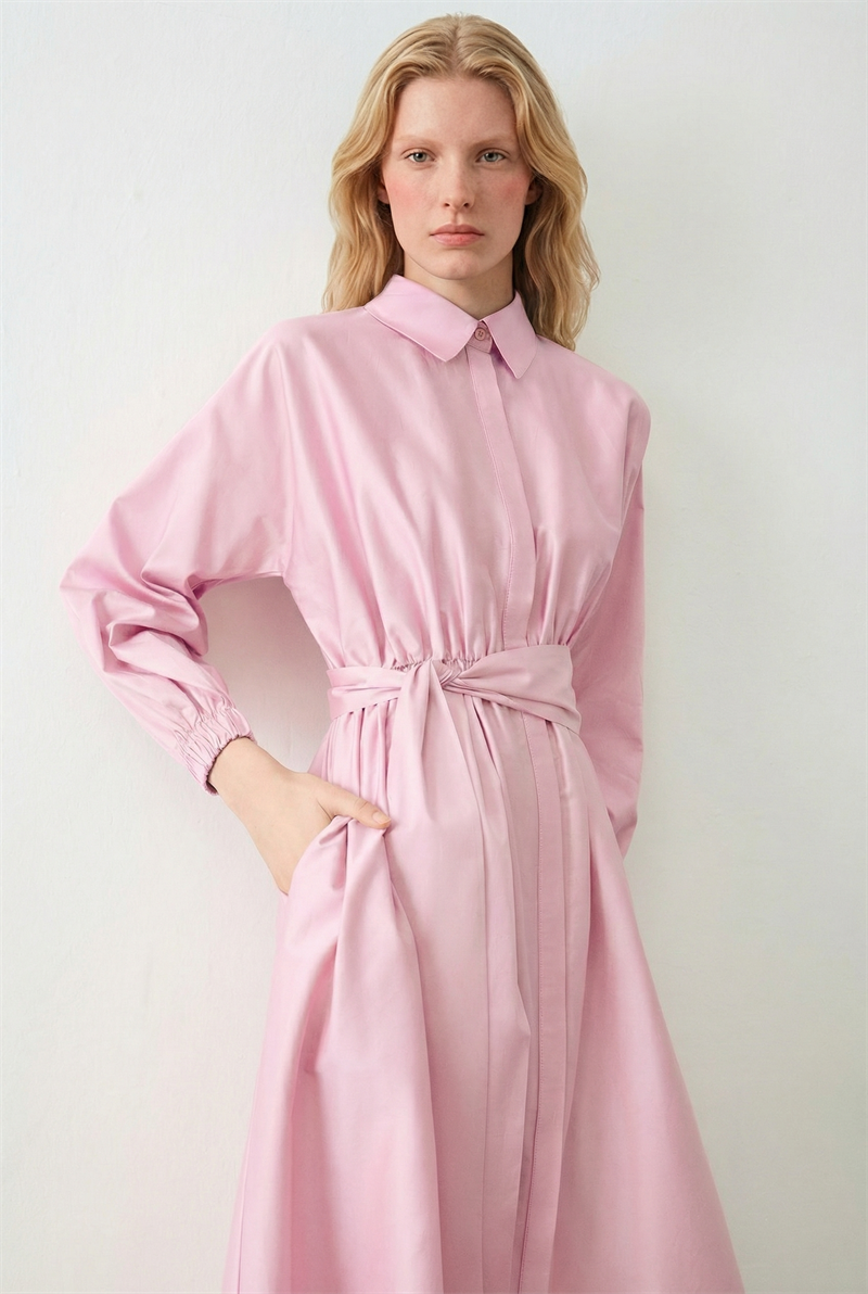 STİLA KOTON ELBİSE PUDRA