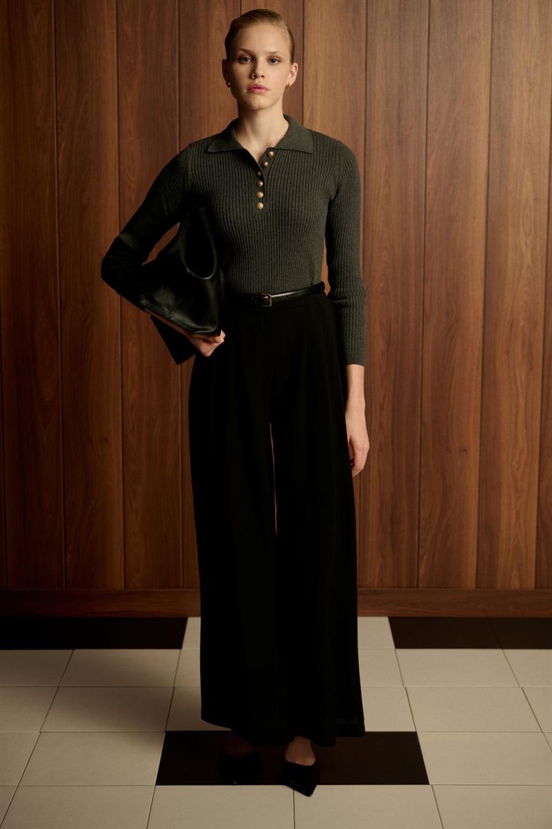 STONE TRİKO POLO YAKA KAZAK GRİMELANJ