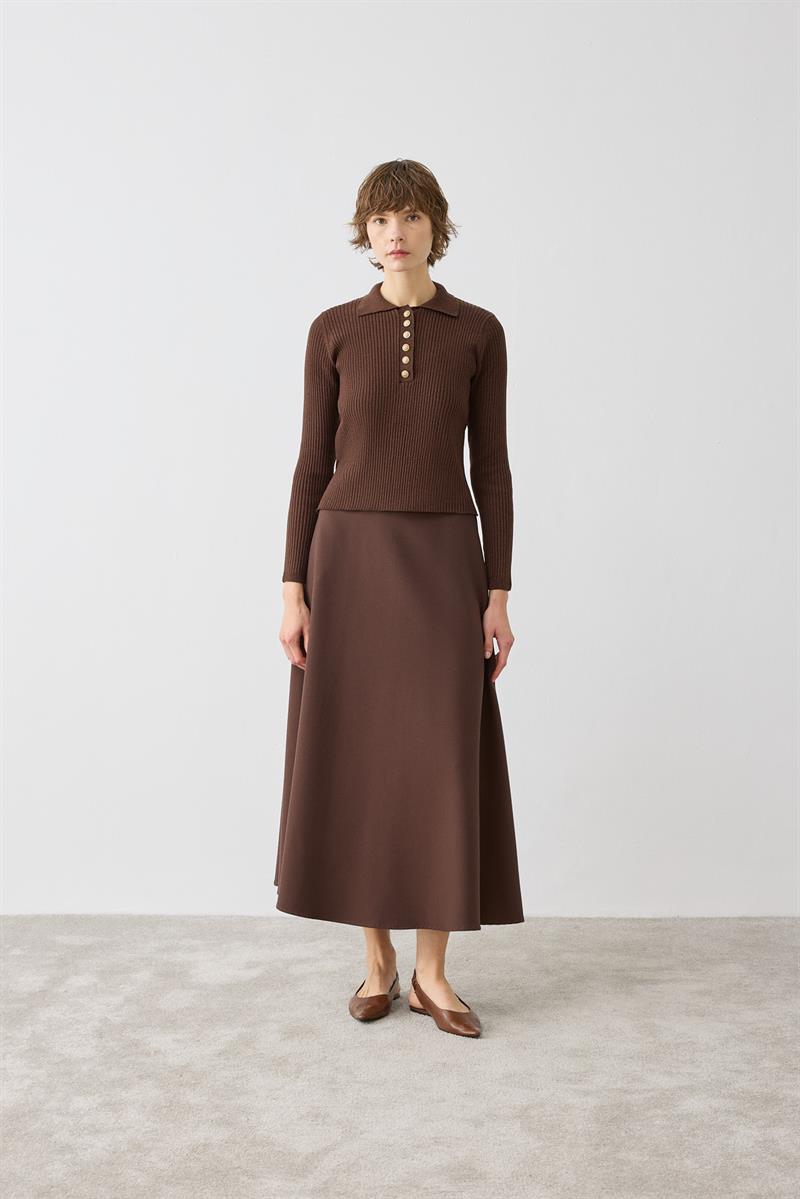 STONE TRİKO POLO YAKA KAZAK KAHVE