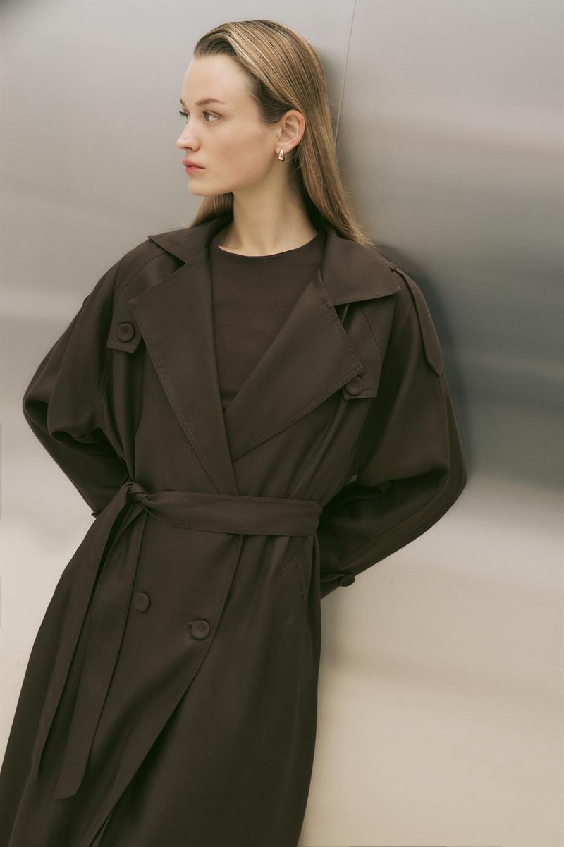 TORİNO TENSEL TRENÇKOT KAHVE