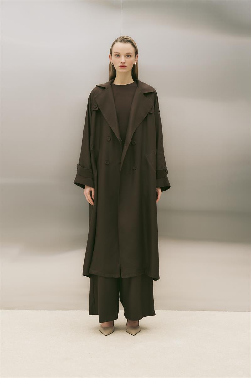 TORİNO TENSEL TRENÇKOT KAHVE