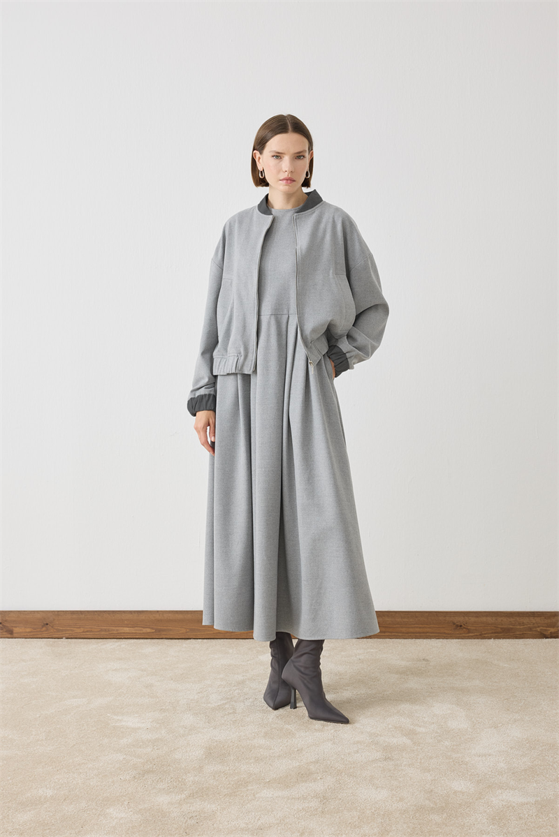 VALLE BOMBER CEKET ELBİSE TAKIM GRİ