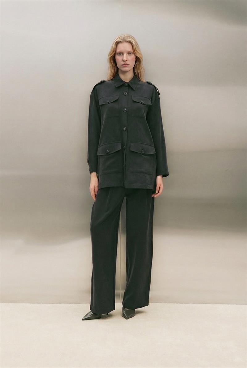 VELLA LYOCELL CEPLİ PANTOLONLU TAKIM SİYAH