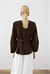 VERA ÇELİK ÖRME PEPLUM HIRKA KAHVE