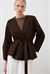 VERA ÇELİK ÖRME PEPLUM HIRKA KAHVE