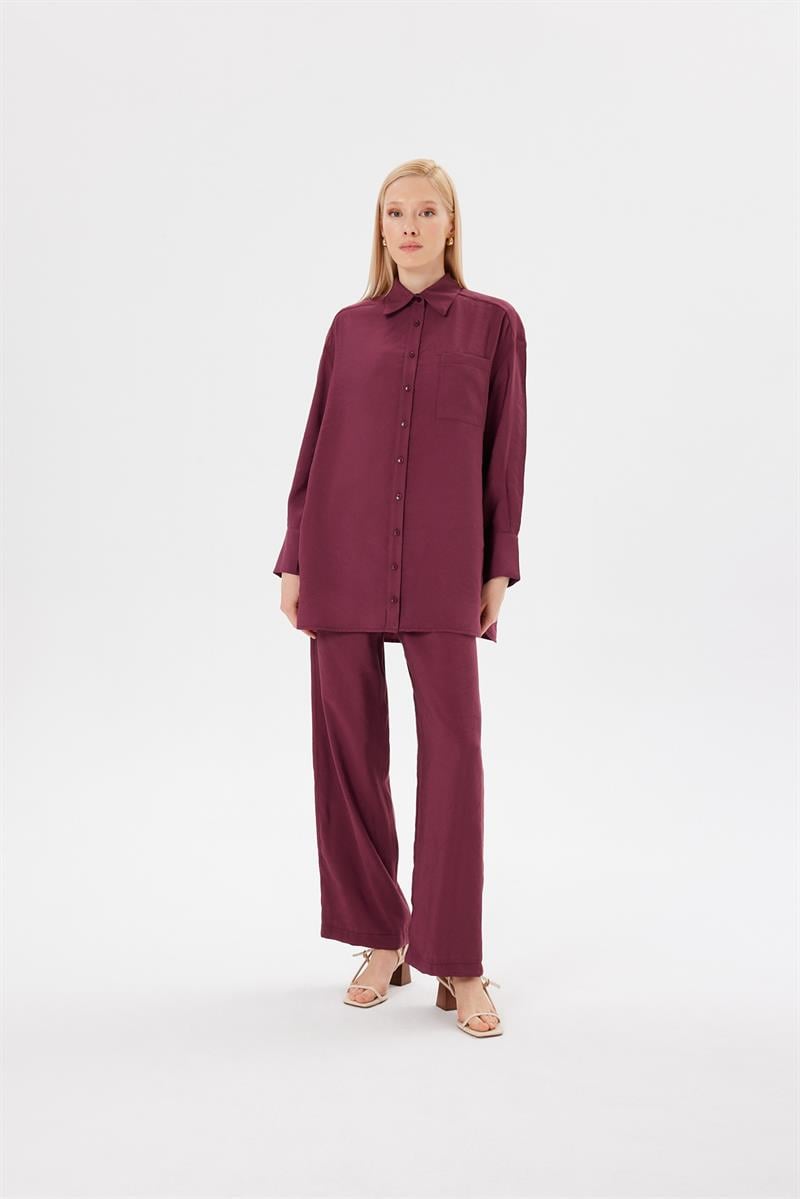 VERA VİSKON PANTOLONLU TAKIM BORDO