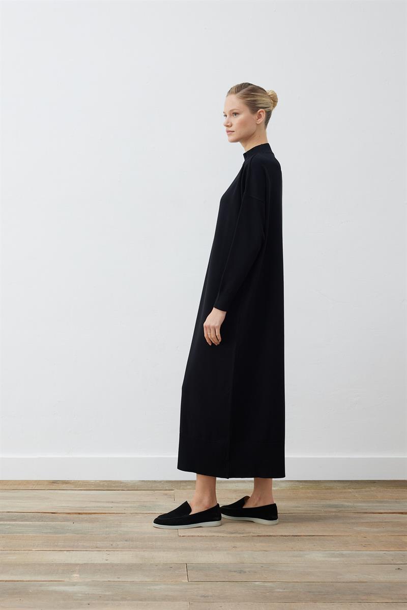 VOLETA MERSERİZE TRİKO ELBİSE SİYAH