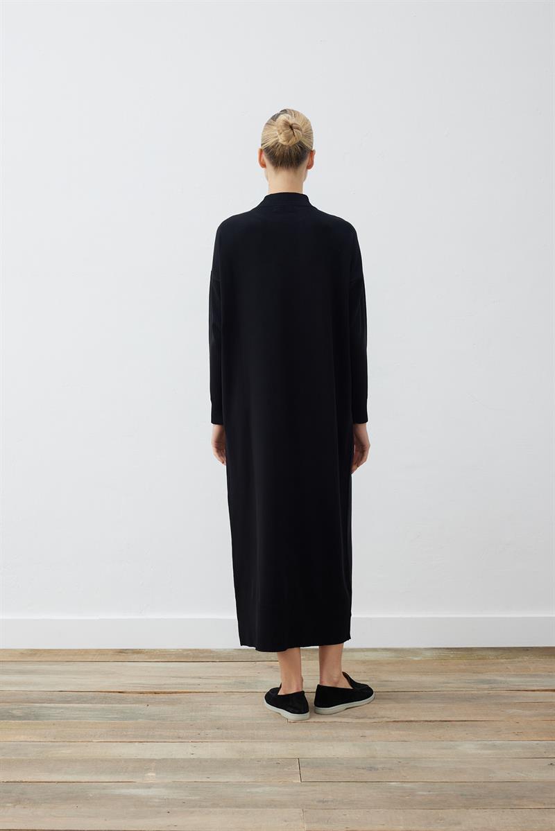 VOLETA MERSERİZE TRİKO ELBİSE SİYAH