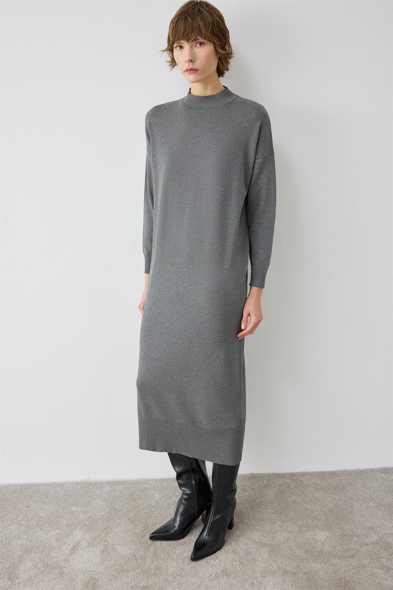 VOLETA TRİKO ELBİSE GRİ